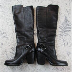 EUC Kork-Ease Olson Knee High Waterproof Leather Harness Boots Black 6